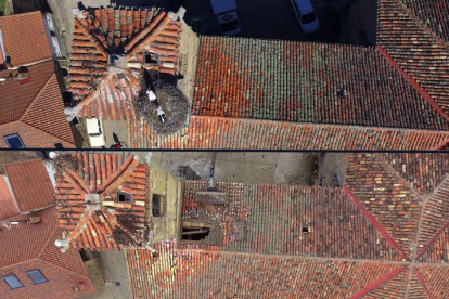 El desplome ocasiona graves daños en el tejado de la iglesia-D.S.
