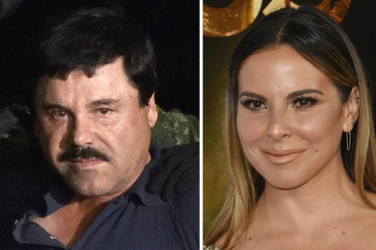 "El Chapo" Guzmán el pasado día 8 tras su captura y la actriz Kate del Castillo durante el festival AFI en 2015 en Hollywood.-AFP