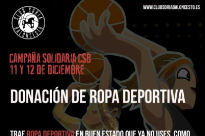 Cartel campaña solidaria Club Soria Baloncesto.