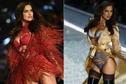 Irina Shayk desfila para Victoria's Secret, en París, embarazada de su primer hijo.-AFP