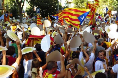 Imagen de la manifestación de la ANC en el paseo de Sant Joan de Barcelona.-XAVIER JUBIERRE