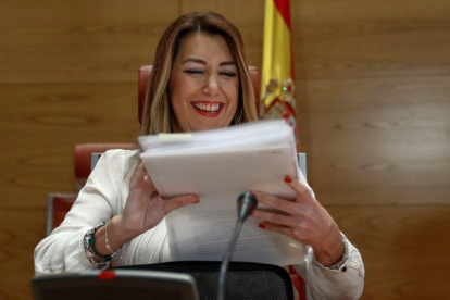 La presidenta de la Junta de Andalucía, Susana Díaz, durante la comparecencia en la comisión de investigación del Senado.-EFE / EMILIO NARANJO