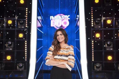 Nuria Roca, en el plató del programa Fantastic dúo, que emitió TVE-1.-