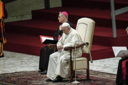 El papa Francisco preside su tradicional audiencia general de los miercoles en la sala Nervi  en el Vaticano .-EPA/ ANSA