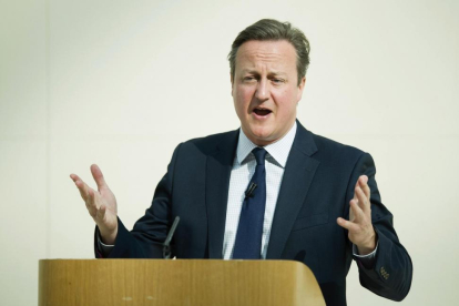 El primer ministro británico, David Cameron, durante su discurso en el museo británico.-REUTERS