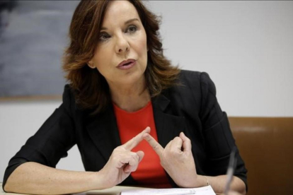 La presidenta del Consejo de la Transparencia, Esther Arizmendi, durante la entrevista realizada este miércoles.-JOSE LUIS ROCA