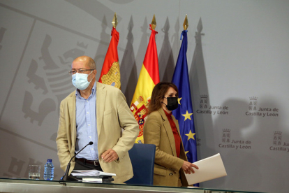 Francisco Igea y Rocío Lucas en la rueda de prensa posterior al Consejo de Gobierno. ICAL