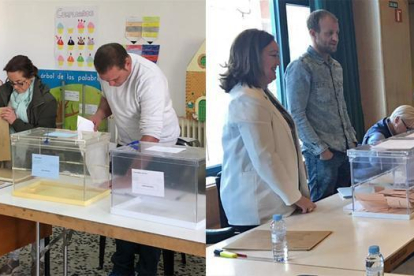 Elia Jiménez votando y mesa electoral de Monteagudo-