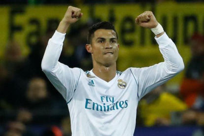 Cristiano Ronaldo celebra uno de sus goles al Dortmund en la Champions.-AFP / ODD ANDERSEN