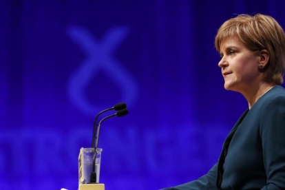 Nicola Sturgeon habla en la conferencia del SNP.-