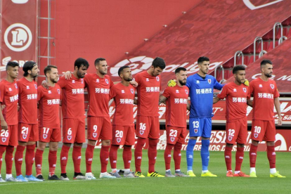 La alineación titular del Numancia del partido del pasado sábado ante el Mirandés.-VALENTÍN GUISANDE