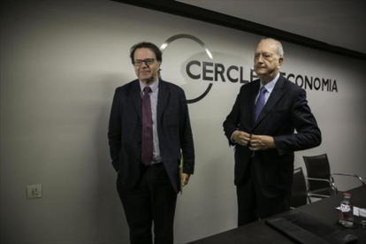Juan José Brugera y Jordi Alberich, en el Círculo de Economía-JOAN CORTADELLAS