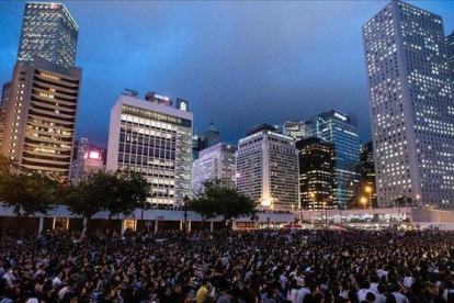 Protesta este viernes en el Distrito Central de Hong Kong.-AFP / LAUREL CHOR
