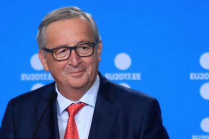 Jean Claude Juncker, presidente de la Comisión Europea, durante la presentación del programa de Estonia.-PETRAS MALUKAS
