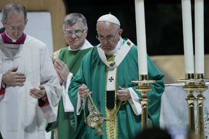 Jorge Mario Bergoglio en el Madison Square Garden de Nueva York.-EFE / PETER FOLEY