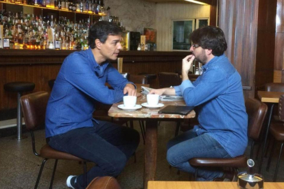 Pedro Sánchez y Jordi Évole, durante la entrevista de este domingo.-