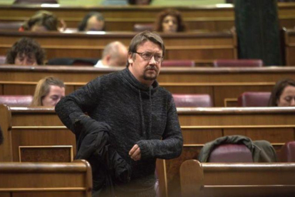 El líder de En Comú Podem, Xavier Domènech, en el Congreso de los Diputados.-DAVID CASTRO