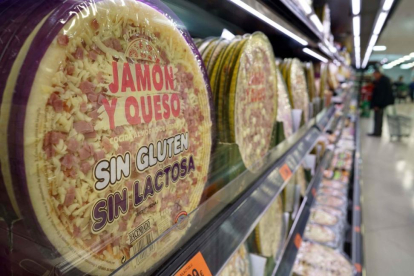 Lineal de pizzas de Mercadona.-