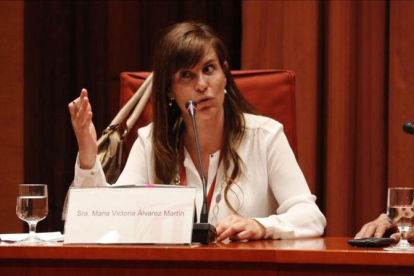 Victoria Álvarez durante la comisión de investigación en el Parlament por el 'caso Pujol' en 2015.-