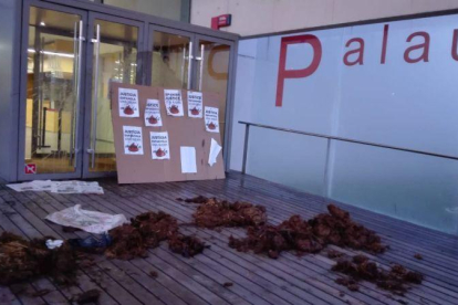 Excrementos frente al Palacio de Justicia de Girona.-EL PERIÓDICO