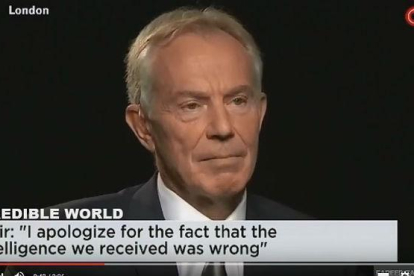 Tony Blair, durante la entrevista con la CNN-YOUTUBE