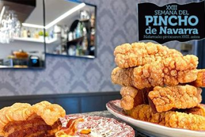 Pincho 'El Torrezno de Soria con almitas', del restaurante Veintinueve de Pamplona