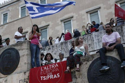 Protestas en Atenas contra las políticas de austeridad, este domingo.-