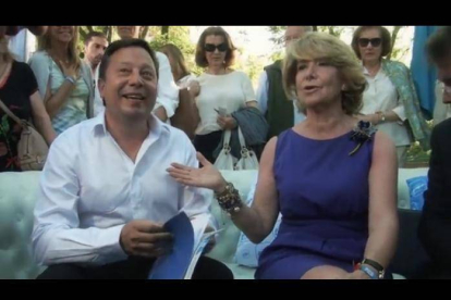 El pasado lunes Adolfo Sainz y Esperanza Aguirre coincidieron en Madrid durante la campaña e incluso hubo un chéster entre los dos candidatos.-PP DE SORIA