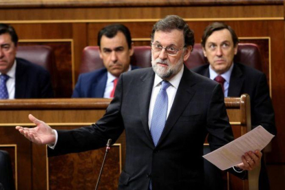 El presidente Rajoy durante la sesión de control, esta mañana.-JUAN MANUEL PRATS