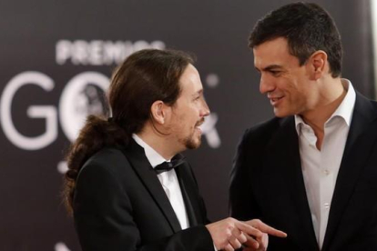 Iglesias y Sánchez, durante la última gala de los Goya, el pasado sábado.-JUAN MANUEL PRATS