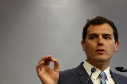 El Presidente de Ciudadanos, Albert Rivera, este martes en Madrid.-JUAN CARLOS HIDALGO