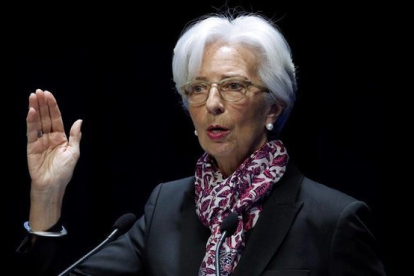 Christine Lagarde, directora del FMI, en una conferencia la semana pasada en París.-
