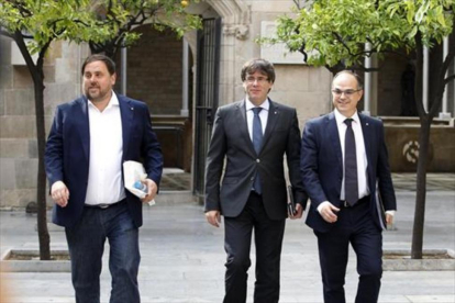 Junqueras, Puigdemont y Turull, el 1 de agosto-RICARD CUGAT