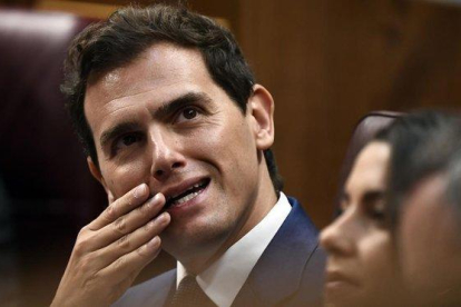 El líder de Ciudadanos, Albert Rivera, en el debate de investidura.-AFP / ÓSCAR DEL POZO