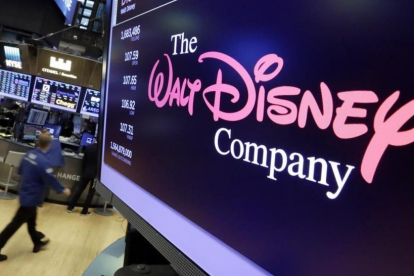 Logo de la compañía Disney en el Stock Exchange de Nueva York, donde presentó sus resultados económicos.-RICHARD DREW