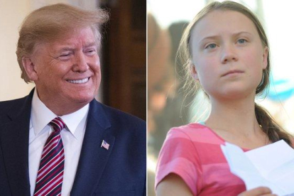 Donald Trump y Greta Thunberg.-POLARIS / CONTACTO