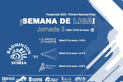 Cartel de partidos que tiene el Club Bádminton Soria este fin de semana. HDS