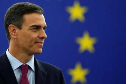 El presidente del Gobierno, Pedro Sánchez, durante su intervención en el Parlamento Europeo.-REUTERS / VINCENT KESSLER