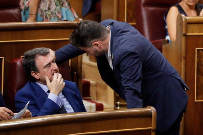 Aitor Rufián y Gabriel Rufián, este martes en el Congreso.-EFE