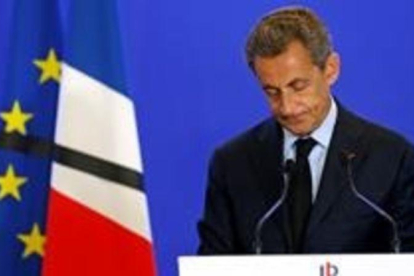 Nicolas Sarkozy pronuncia un discurso tras reciente el asesinato de un sacerdote en Francia.-BENOIT TESSIER / REUTERS