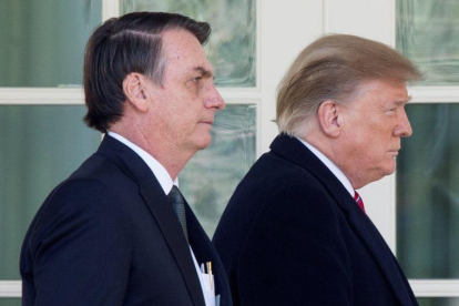 Donald Trump y Jair Bolsonaro en su primer encuentro en la Casa Blanca.-EFE