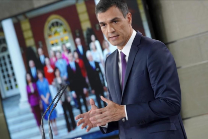 Pedro Sánchez, en la rueda de prensa posterior al Consejo de Ministros-JOSÉ LUIS ROCA