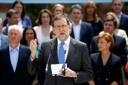 El líder del PP, Mariano Rajoy, en el acto de presentación de candidatos del partido conservador a las elecciones generales.-David Castro