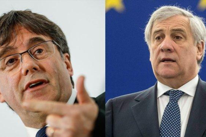 Carles Puigdemont y Antonio Tajani-