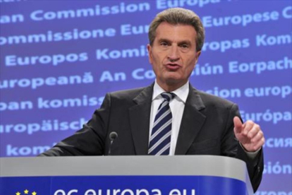 El comisario europeo de Presupuesto, Günther Oettinger, en Bruselas.-GEORGES GOBET