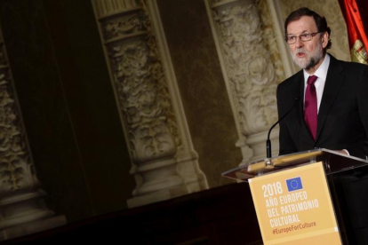 El presidente del Gobierno Mariano Rajoy durante su intervención en el acto de presentación del Año Europeo del Patrimonio Cultural.-EFE
