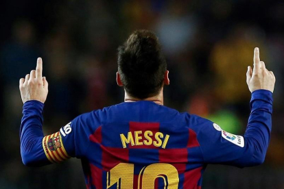 Messi, este martes en el Camp Nou.-EFE