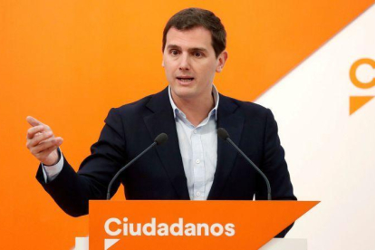 El presidente de Ciudadanos, Albert Rivera, condena la violencia de los CDR.-EFE / CHEMA MOYA