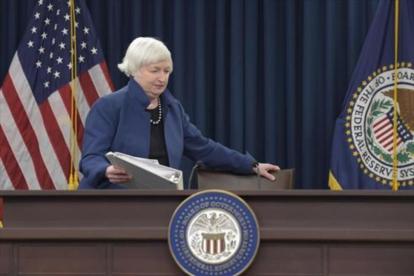 Janet Yellen, presidenta de la Reserva Federal, en una rueda de prensa, en Washington.-AP / SUSAN WALSH