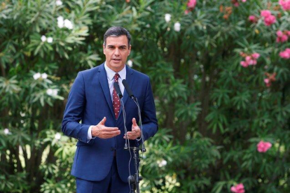 El presidente en funciones, Pedro Sánchez, a principios de mes en el Palacio de Marivent de Mallorca.-